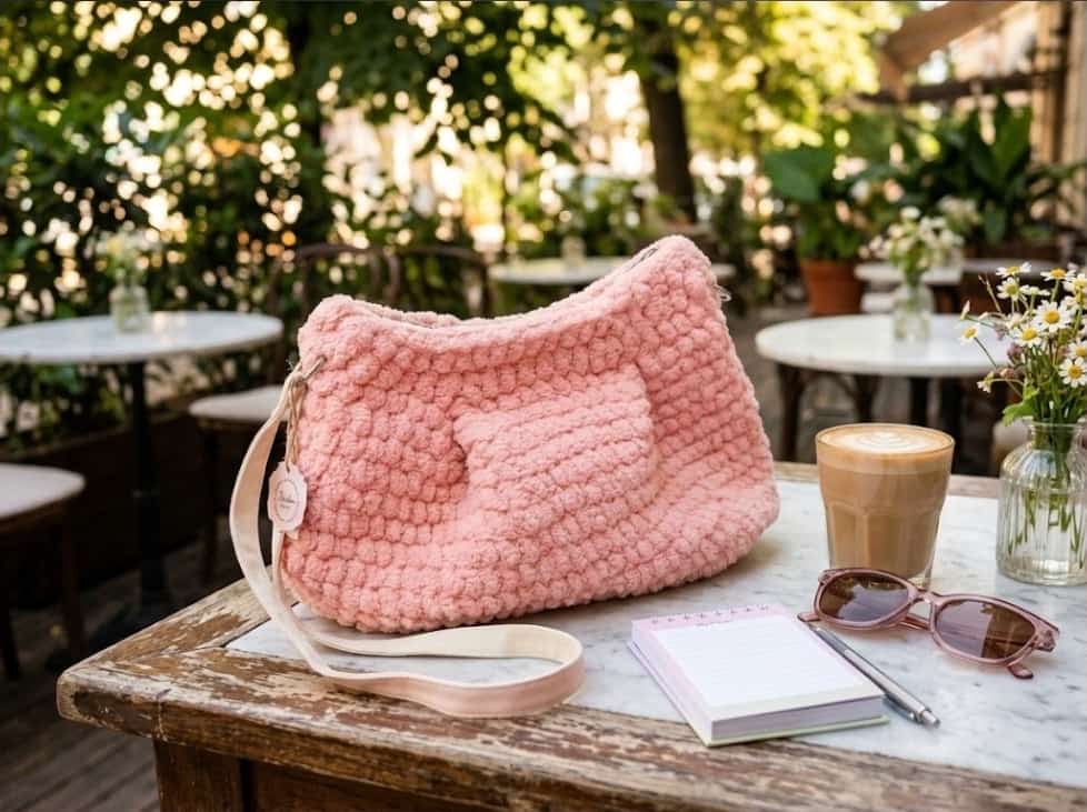 Cartera Hobo Chenille Rosa